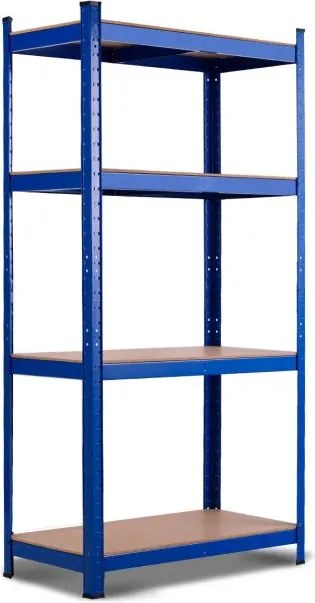 Estante de ferro e MDF para garagem 4 prateleiras Estante resistente 80x40x160cm azul