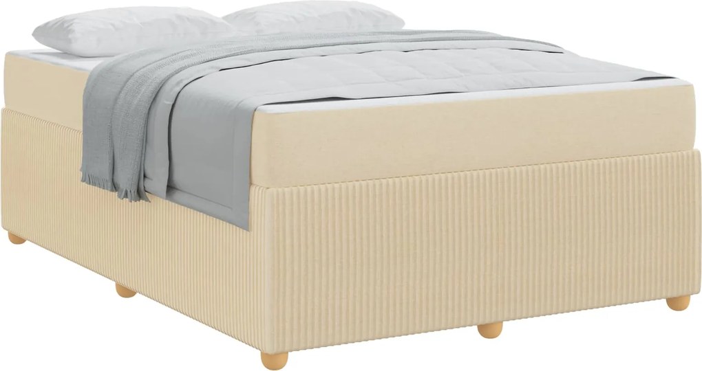 vidaXL Estrutura da Cama com colchão Creme 160 x 200 cm tecido