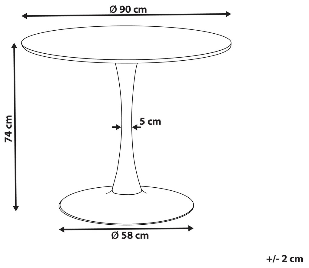Mesa de jantar redonda efeito mámore preto ⌀ 90 cm BOCA Beliani