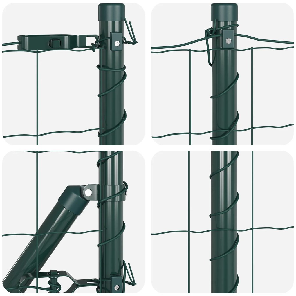 Cerca Euro com 13 Postes de Espeto 0,4x50 m Aço Galvanizado Verde
