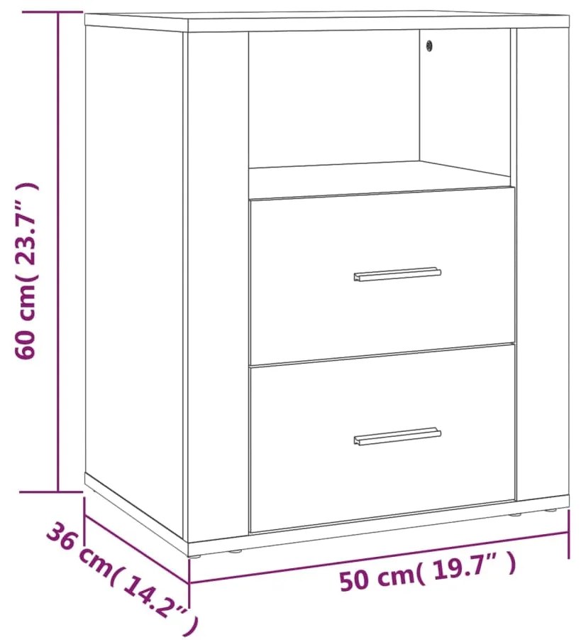 Mesa de cabeceira 50x36x60 cm derivados de madeira branco
