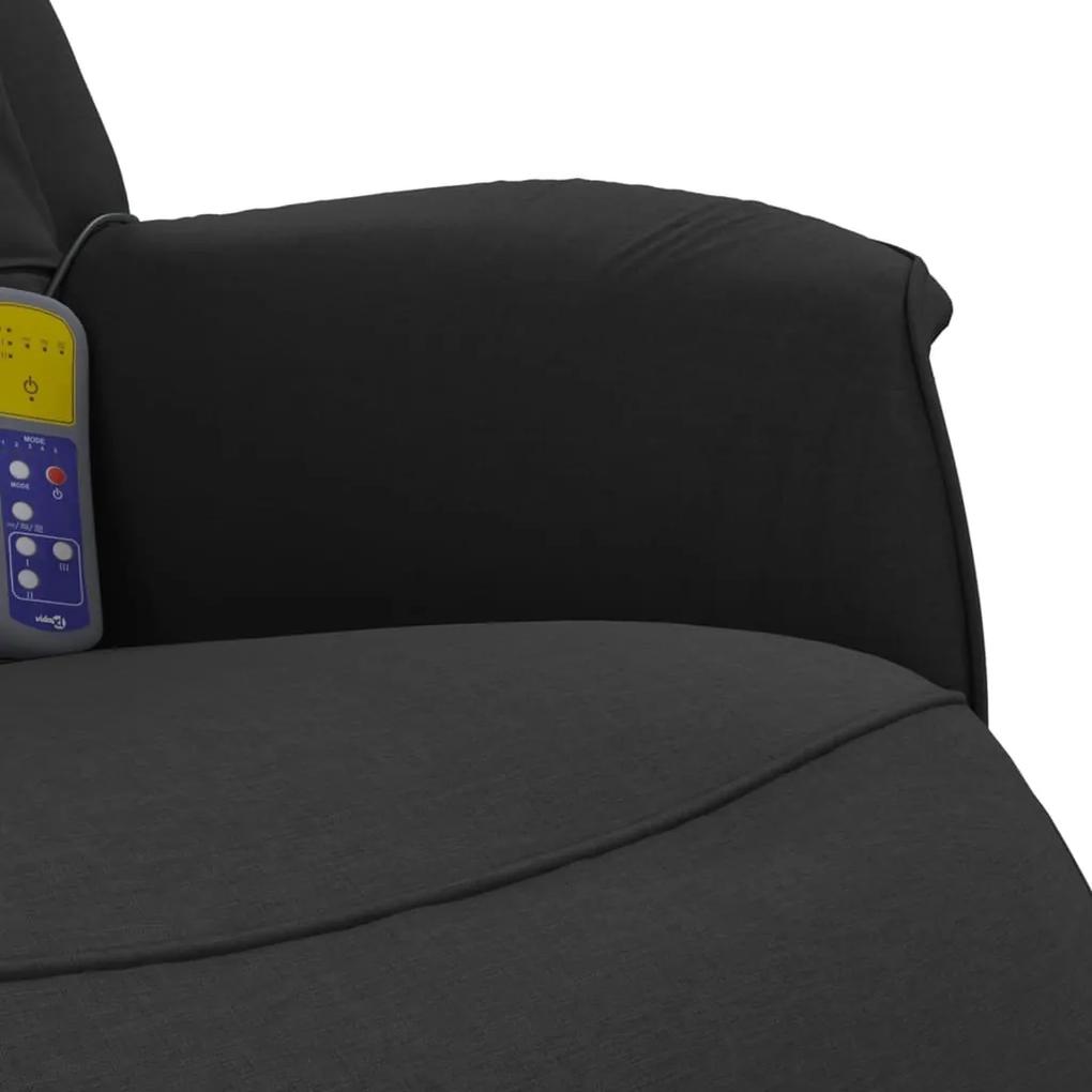 Cadeira massagens reclinável com apoio de pés tecido preto