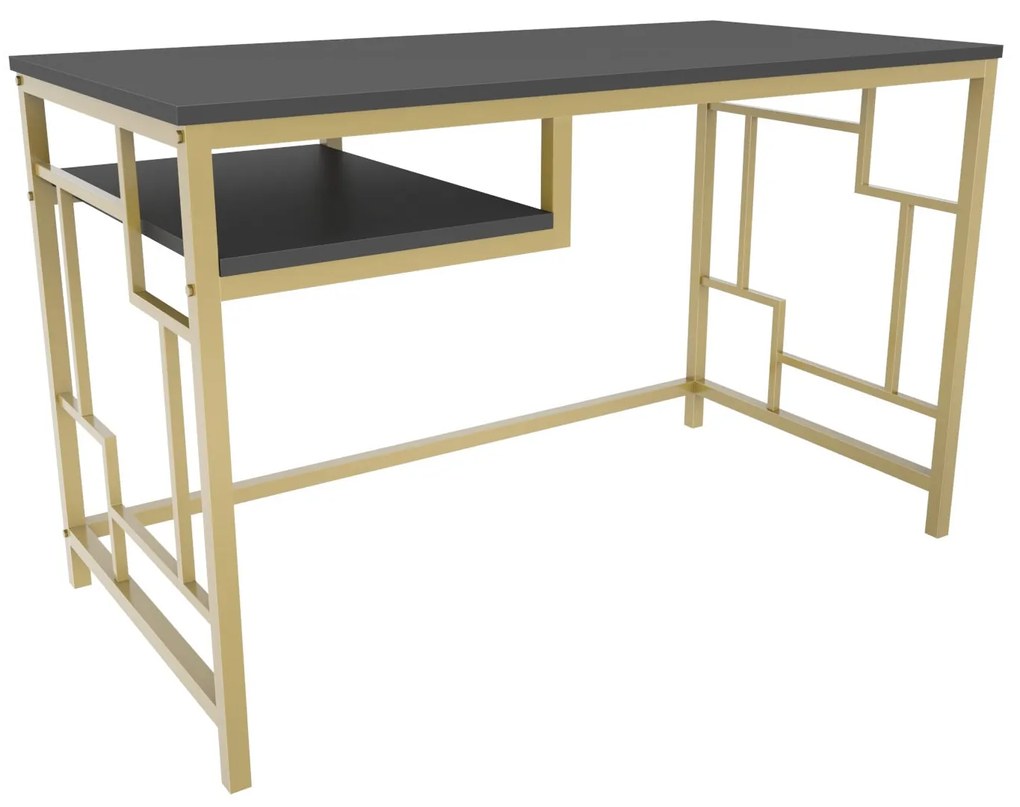 Secretária de Estudo Kennesaw - Ouro Antracite - 120x60x74,8 cm