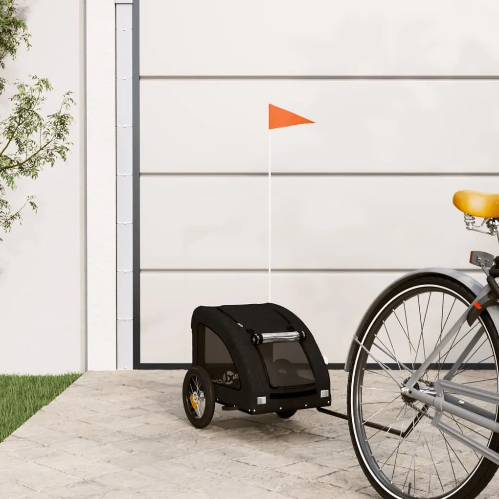 vidaXL Reboque bicicleta p/ animais tecido oxford/ferro preto