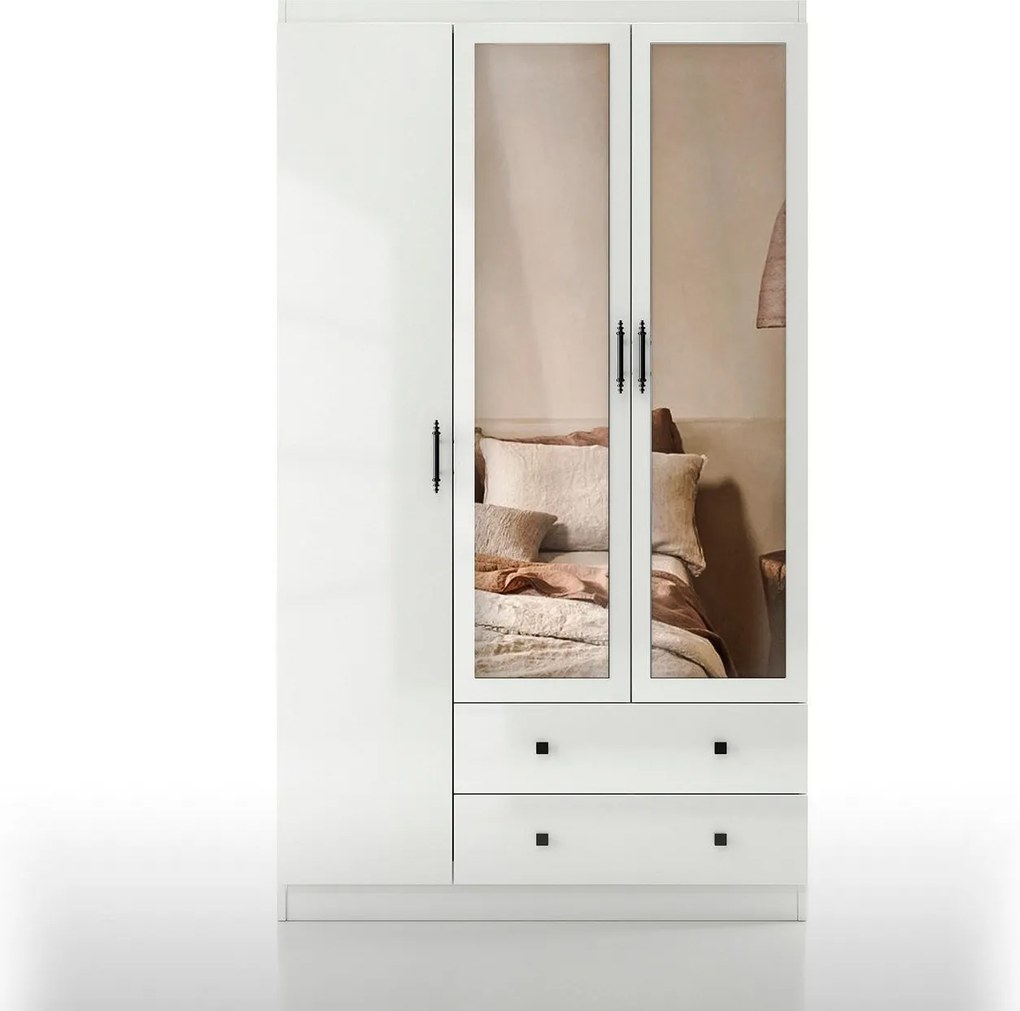 Conjunto de Quarto Juvenil Lavinia – Branco – Guarda-roupa 105x186x50