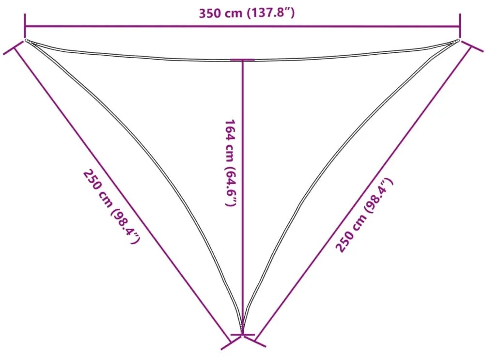 Para-sol vela tecido oxford triangular 2,5x2,5x3,5 m vermelho