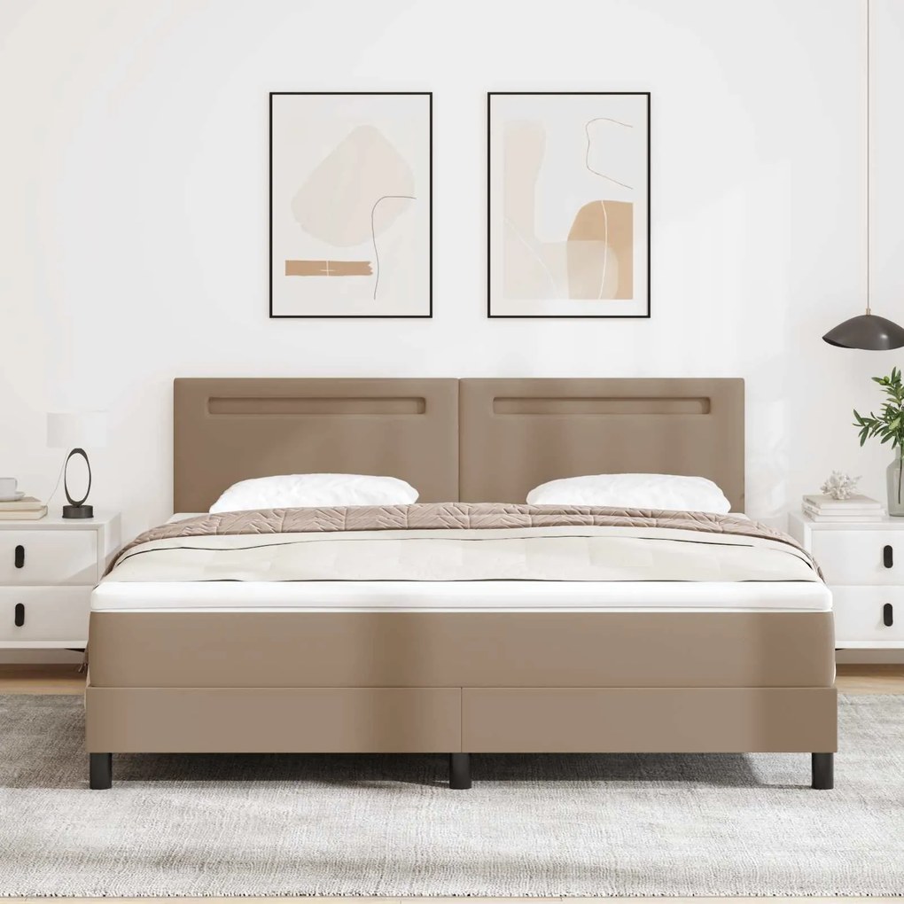 vidaXL Cama Box com colchão Cappuccino 180 x 200 cm Couro sintético