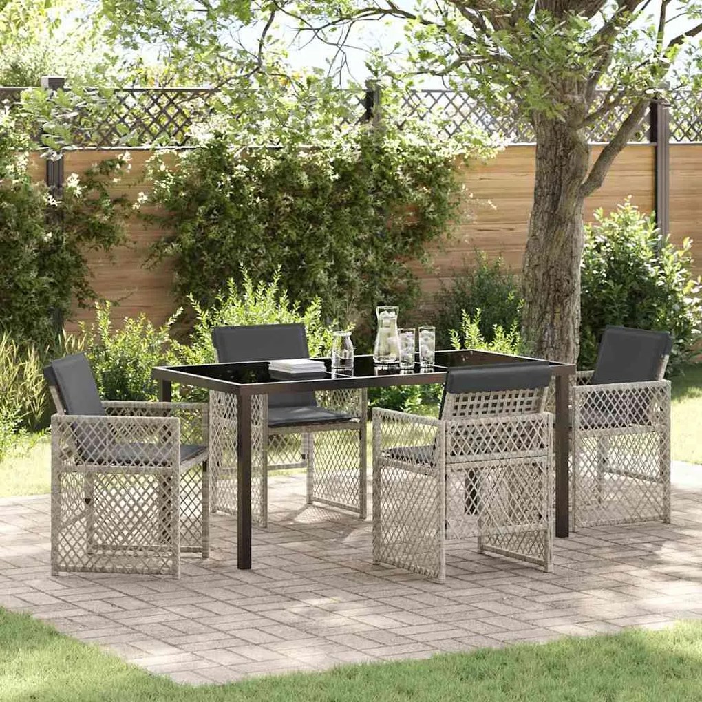 Conjunto de Jantar de Jardim de 5 Peças com Almofadas Cinzento-Claro e