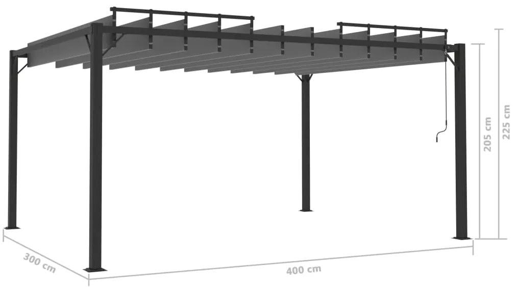 Gazebo c/ telhado de persiana 3x4 m tecido antracite e alumínio