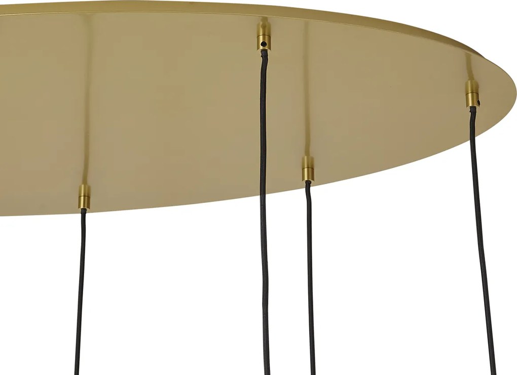 Candeeiro suspenso Hotel Chic latão com vidro azul e verde 8 luzes - Qara
