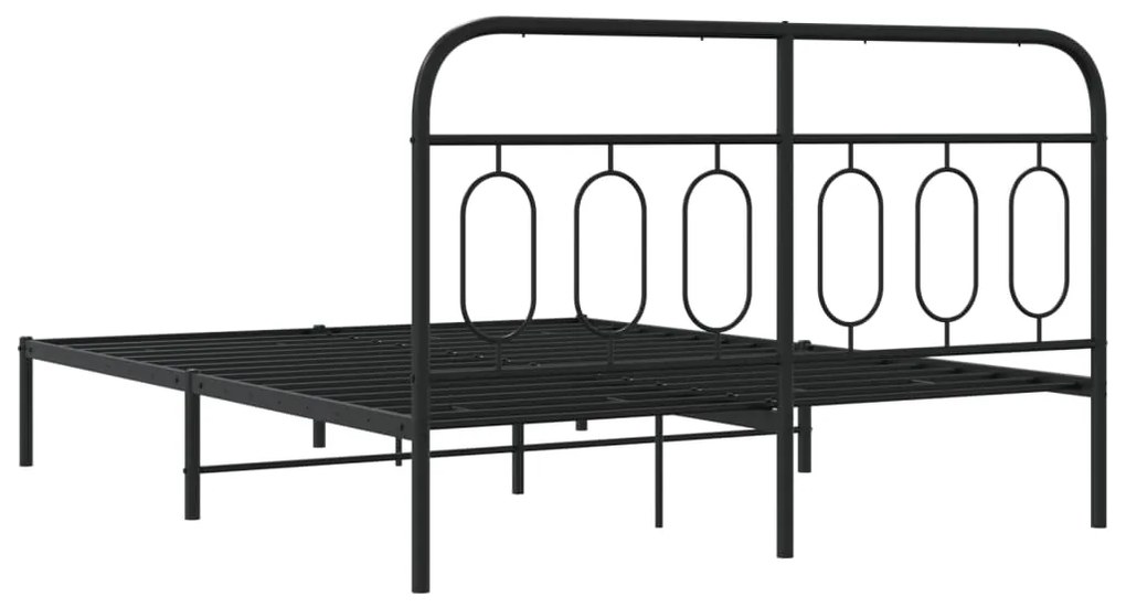 Estrutura de cama com cabeceira 135x190 cm metal preto