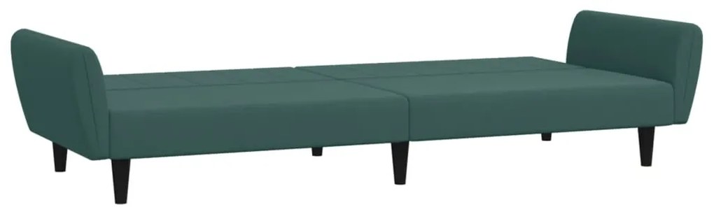 Sofá-cama 2 lugares c/ apoio de pés veludo verde-escuro