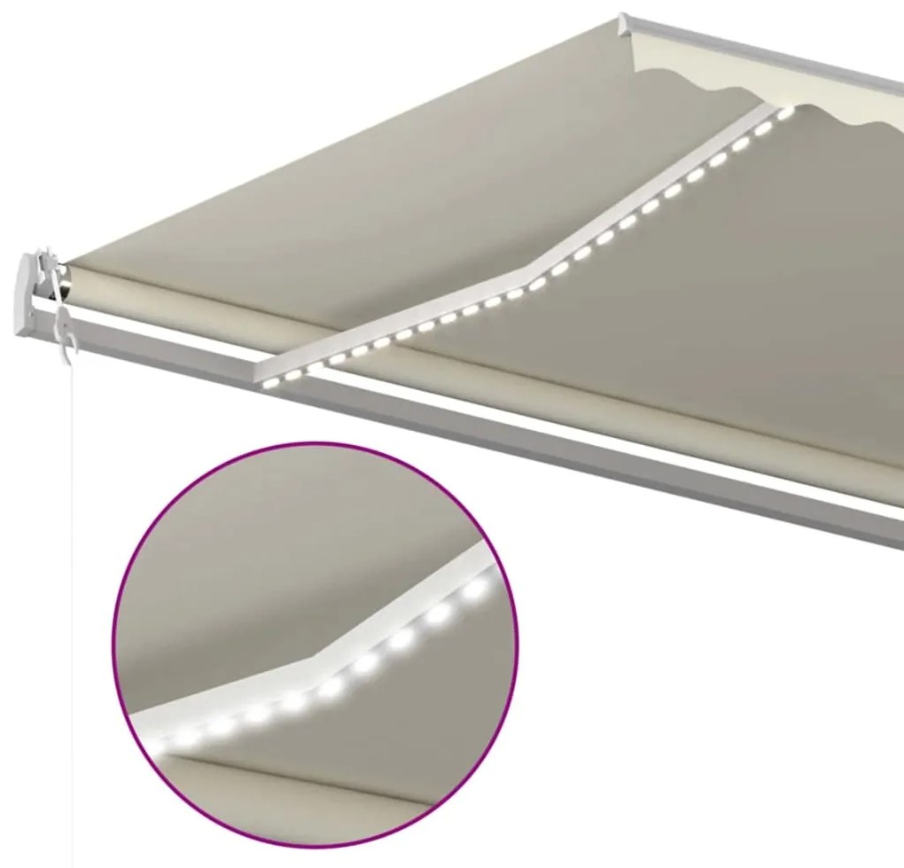 Toldo automático com LED e sensor de vento 500x300 cm cor creme