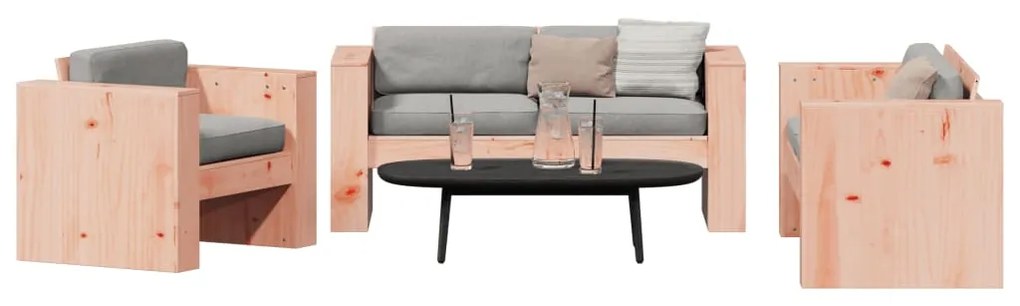 2 pcs conjunto lounge de jardim madeira de douglas maciça