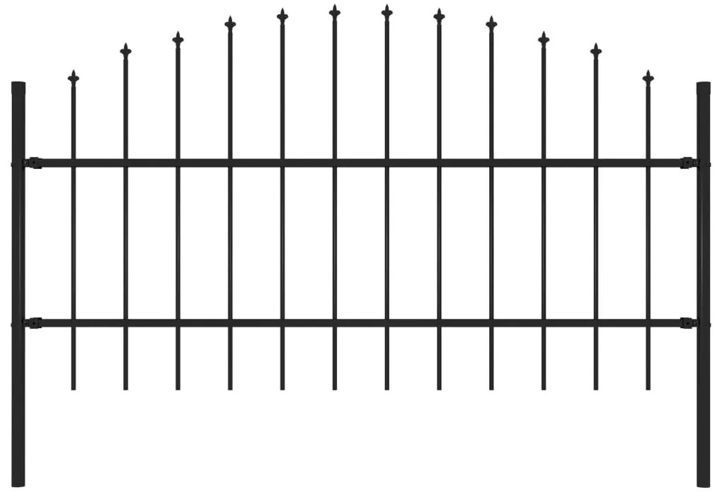 Cerca de jardim com topo em lanças (0,75-1)x1,7 m aço preto