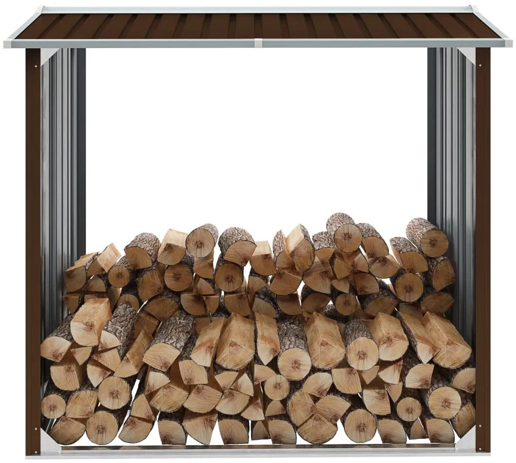 Abrigo para arrumação de troncos aço 172x91x154 cm castanho