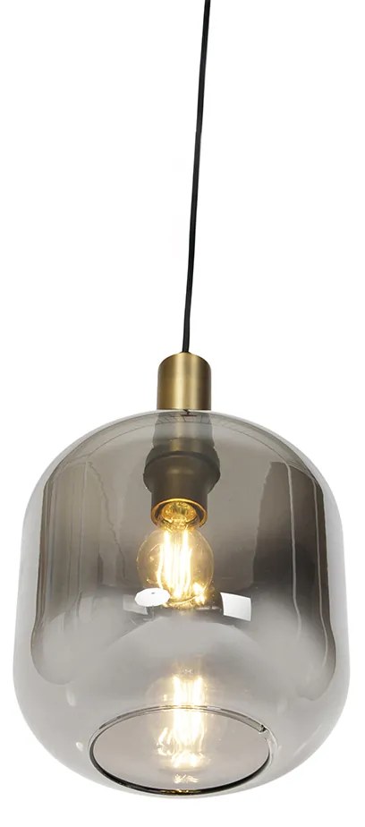 Candeeiro de suspensão design preto e dourado com vidro fumê - Zuzanna Design