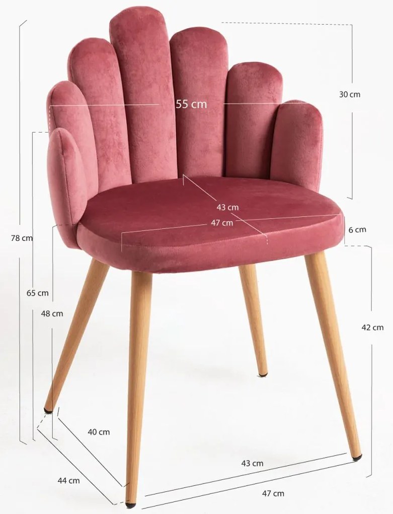 Cadeira Hand Veludo - Rosa