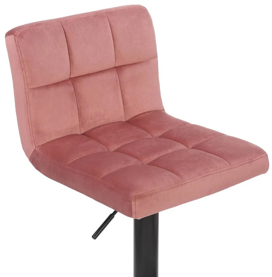 Conjunto de 4 bancos de bar em veludo com estrutura preta 85-106 x 40 x 50 cm rosa