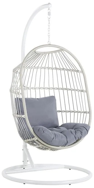 Cadeira suspensa em rattan branco com suporte ALBA Beliani