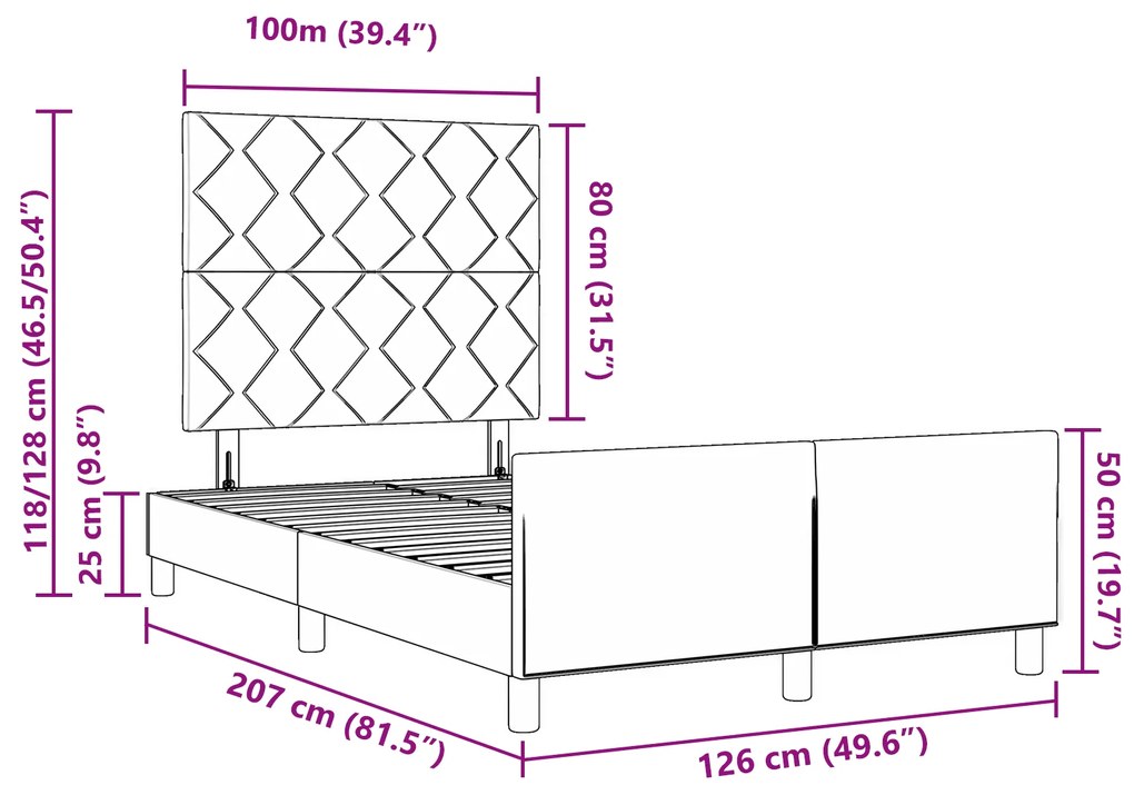 Cama vidaXL Cinza Claro 120x200 cm em Tecido