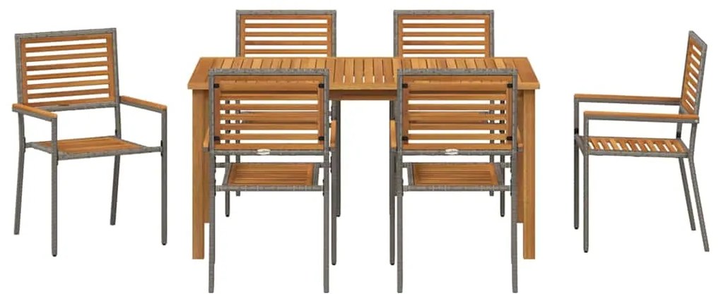 Conjunto de Jantar de Jardim 7 pcs Cinzeto 150 x 90 x 74 cm