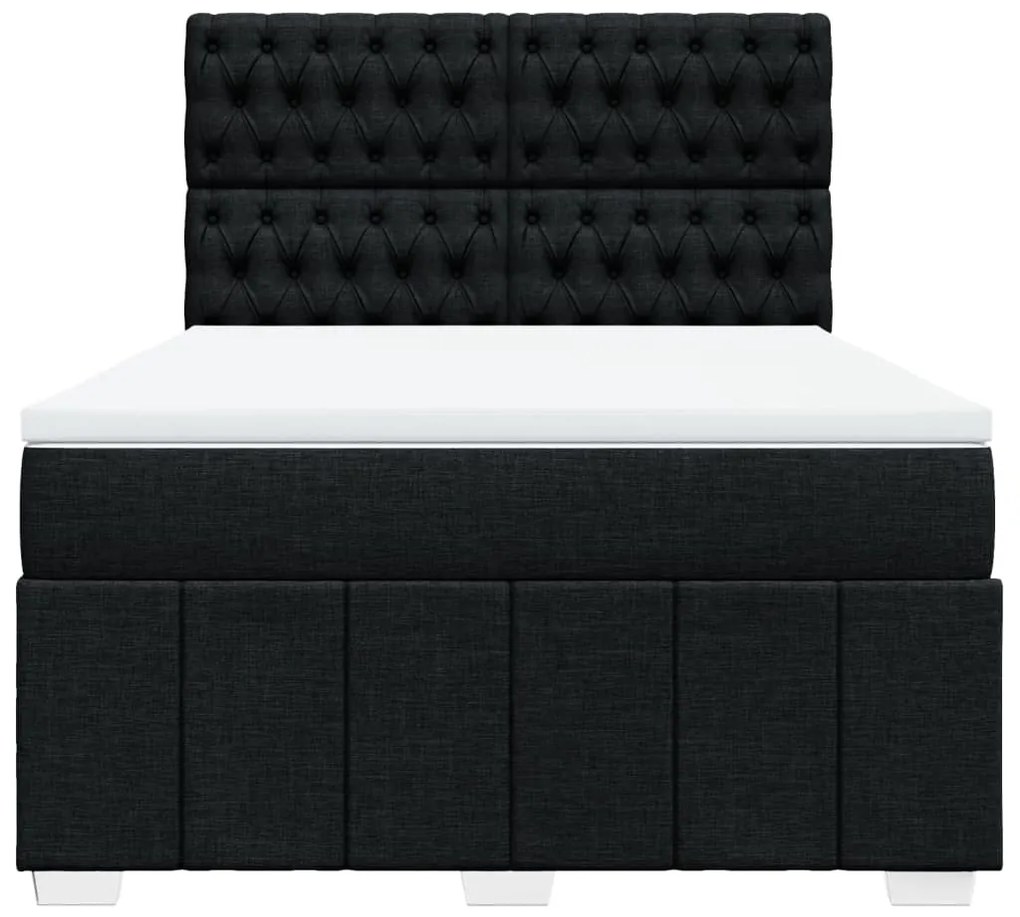 Cama com molas/colchão 140x190 cm tecido preto