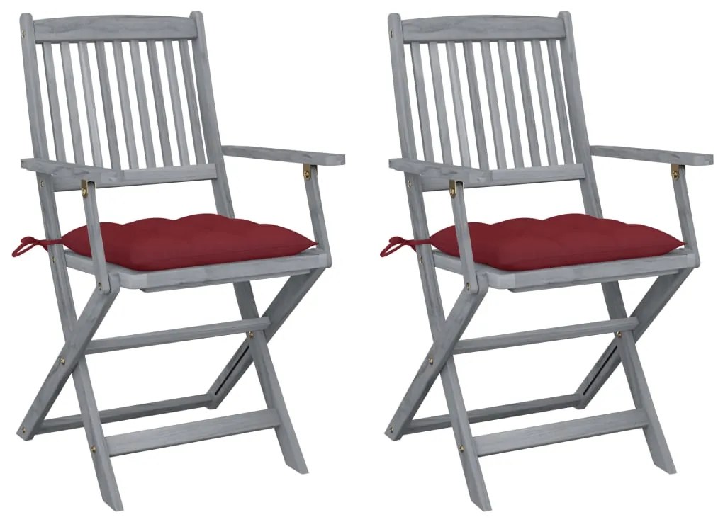 vidaXL Cadeiras exterior dobráveis c/ almofadões 2 pcs acácia maciça