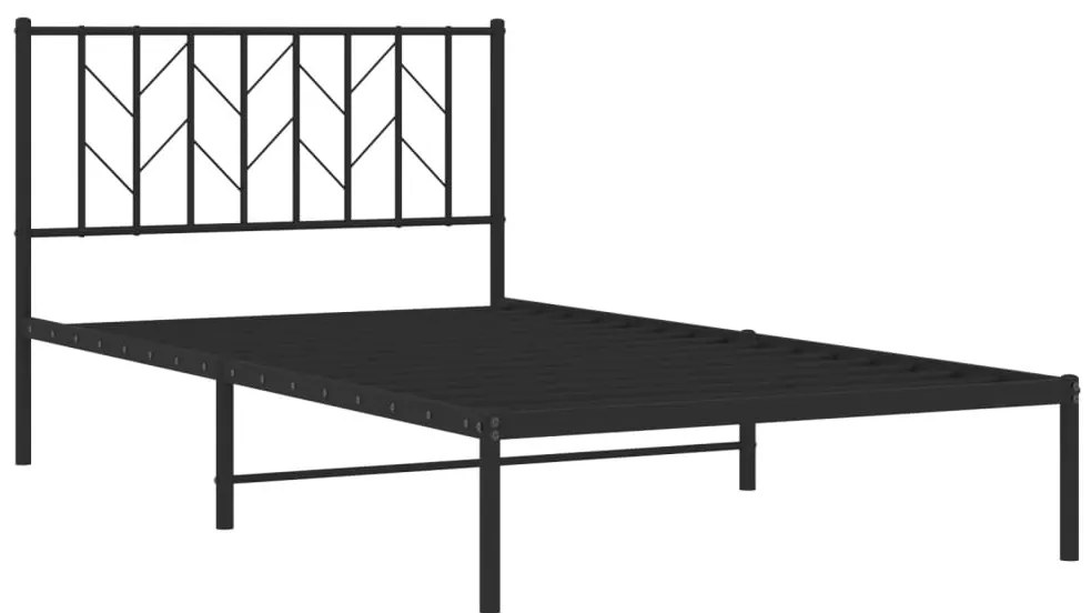 Estrutura de cama com cabeceira 107x203 cm metal preto