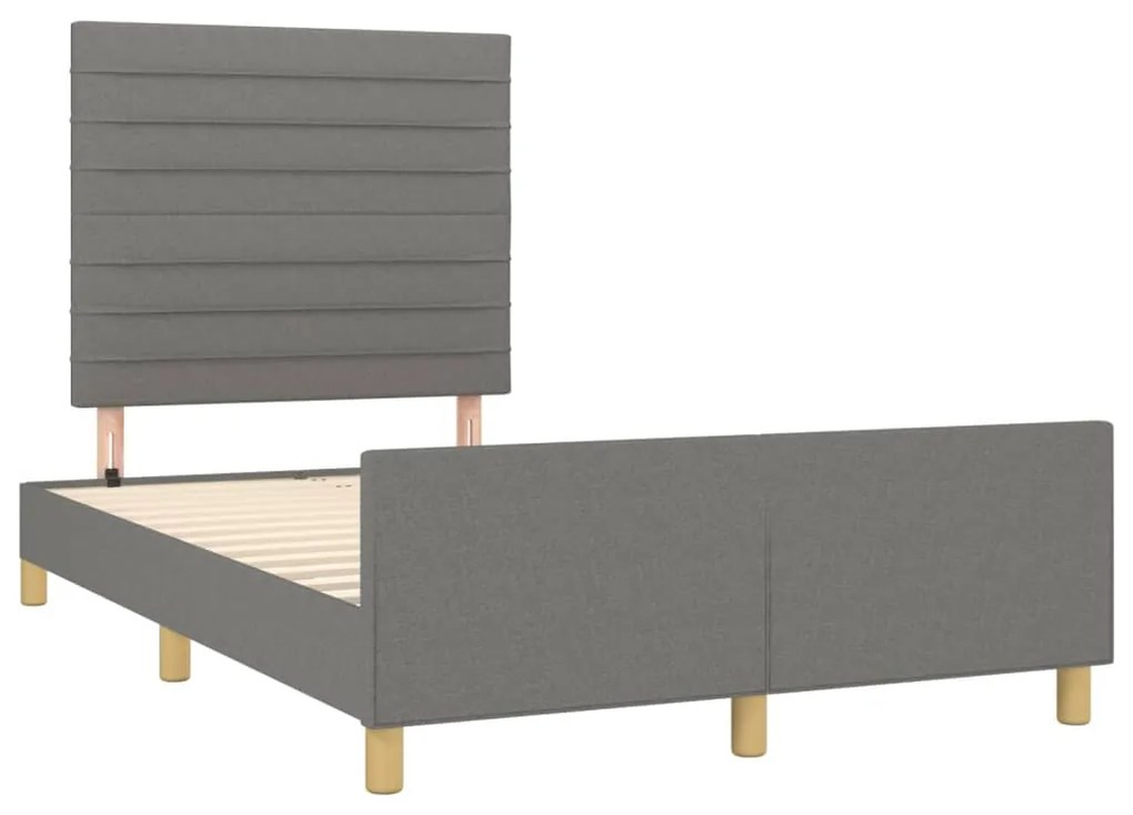 Estrutura de cama sem colchão 120x200 cm tecido cinzento-escuro