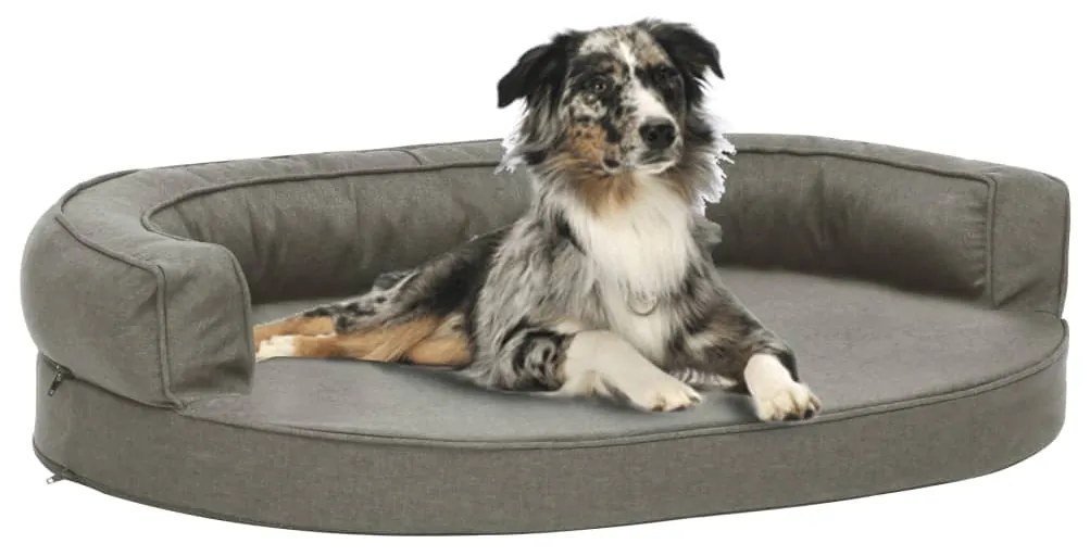 vidaXL Cama para cães ergonómica 90x64 cm aspeto linho cinzento