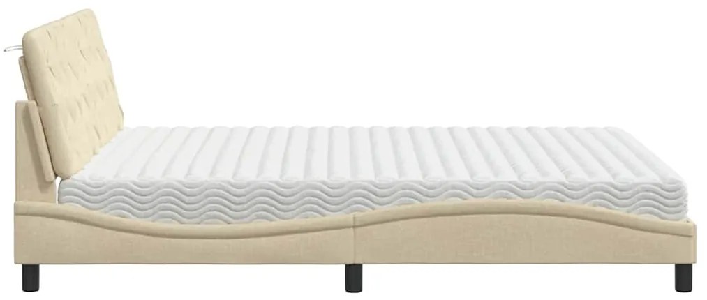Cama com colchão 160x200 cm tecido cor creme