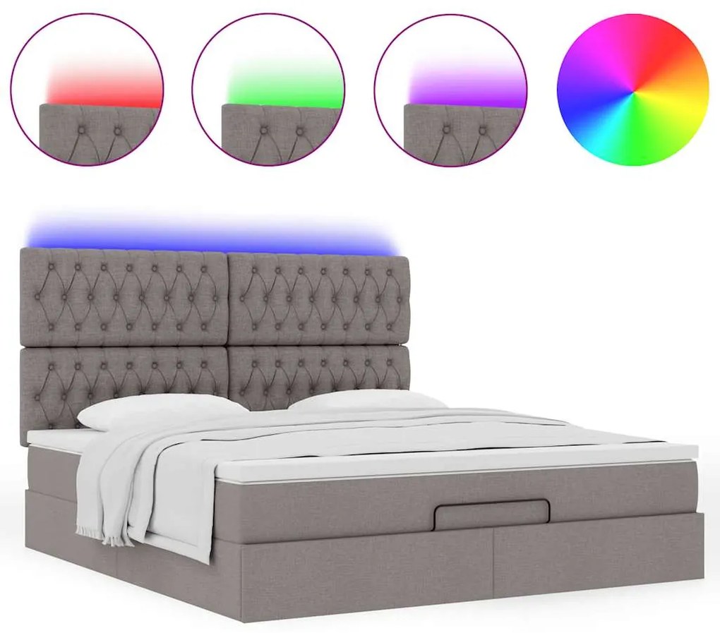moldura de cama otomana vidaXL com tecido Taupe 180x200cm