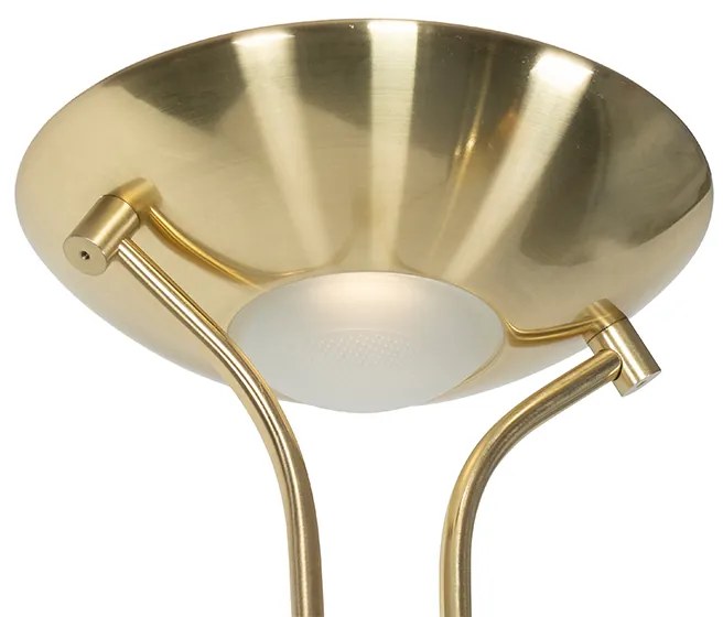 Candeeiro de pé moderno em latão com candeeiro de leitura incl. LED Dim to Warm - Diva Moderno