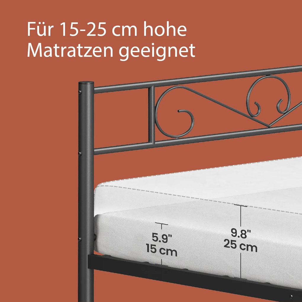 Estrutura de cama individual 90 x 190 cm em Metal (SEM colchão) Preta