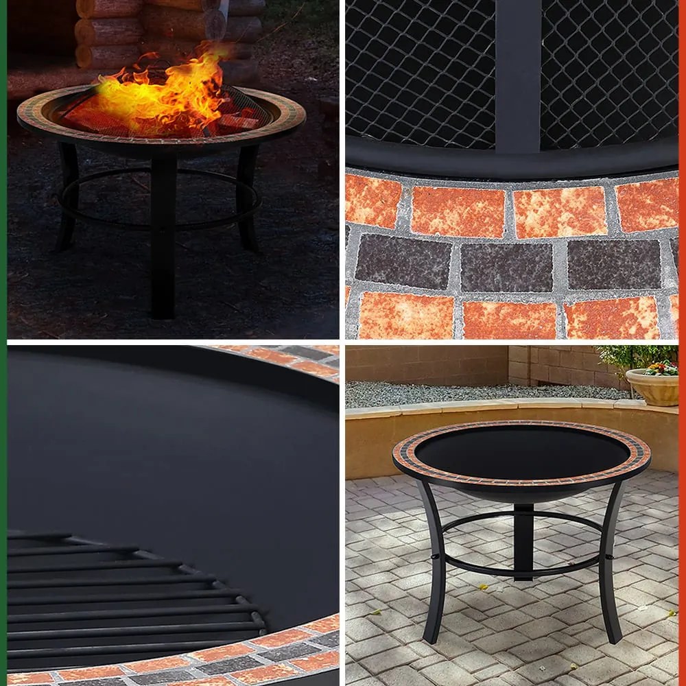 Braseira exterior Fuoco mosaico redonda Diâmetro: 76 cm Preto / colorido
