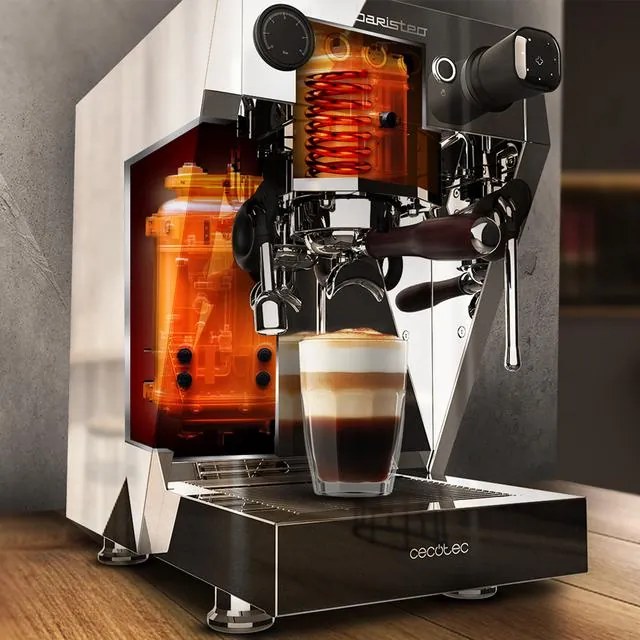 Máquina de café Baristeo Brava espresso barista profissional, máquina profissional com pré-infusão ajustável, bomba de 15 bar, caldeira dupla