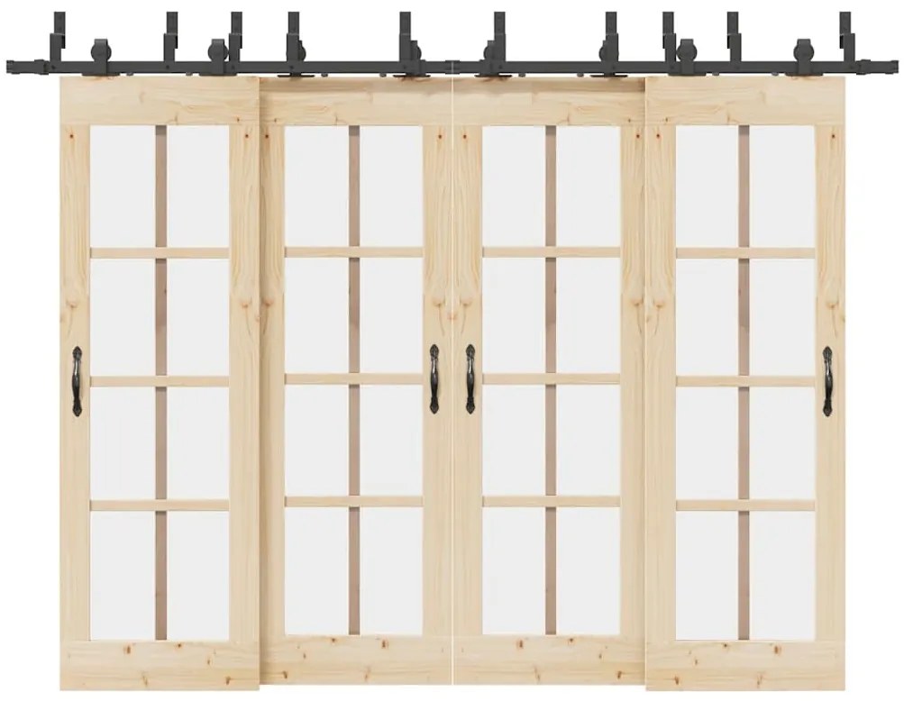 Kit de ferragens para porta deslizante 305 cm aço preto