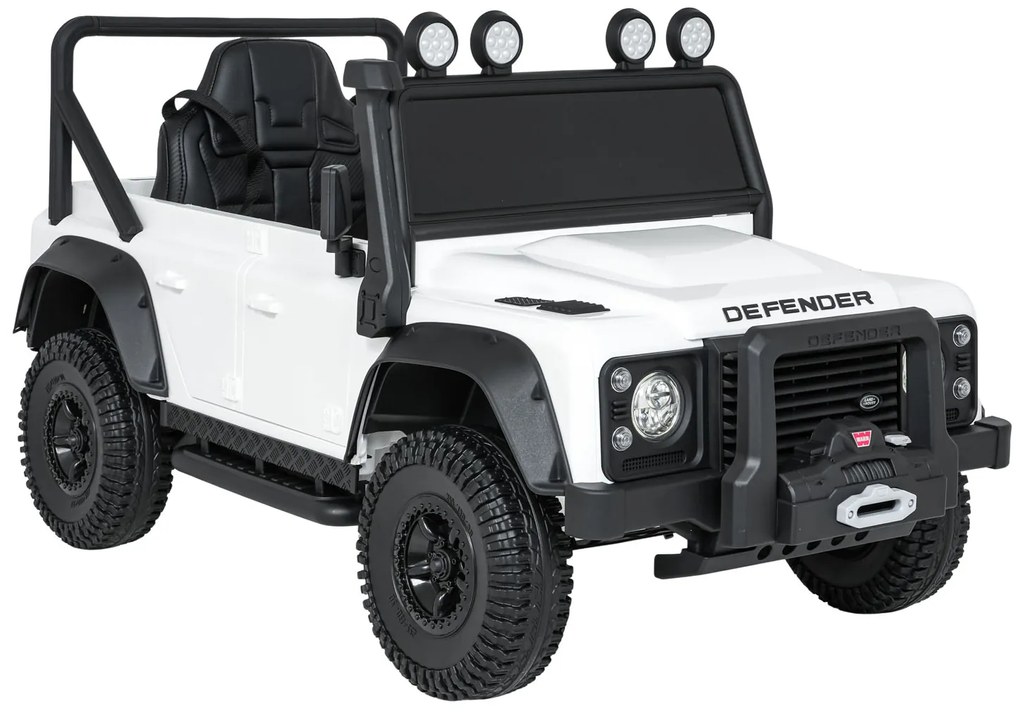 Jipe elétrico para Crianças 24V Land Rover Defender 110 SVX Concept Rodas Espuma EVA, Assento couro ecológico Branco