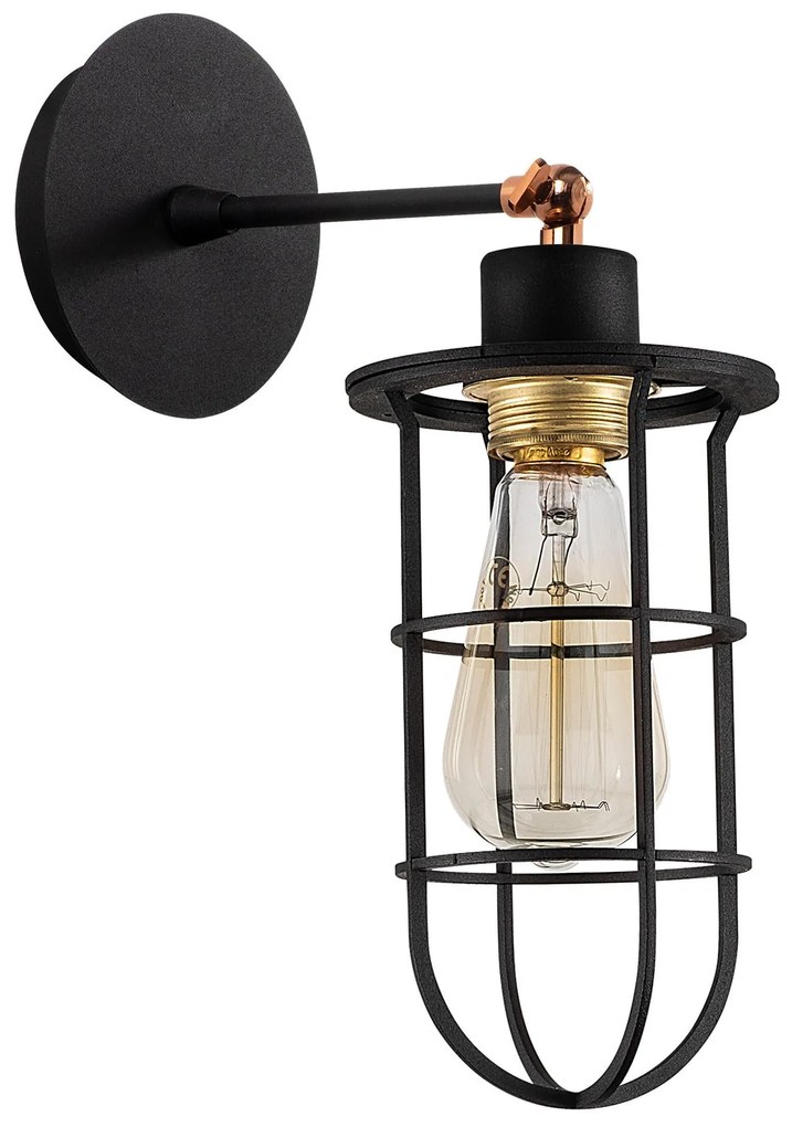 Candeeiro de Parede Kimil – Preto e Dourado – 12 cm x 30 cm
