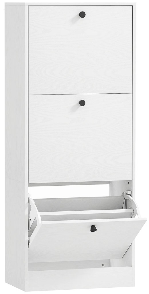 Sapateira Estreita com 3 Portas Sapateira para Entrada com Prateleiras Ajustáveis para 12 Pares de Sapatos 47x28x115 cm Branco