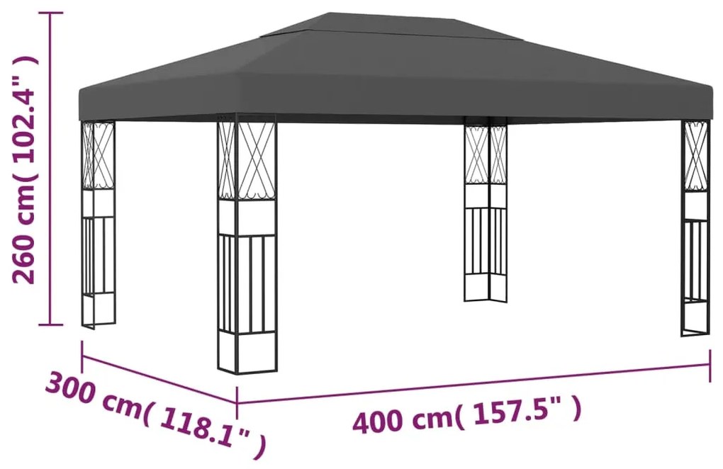 Gazebo 3x4 m tecido antracite