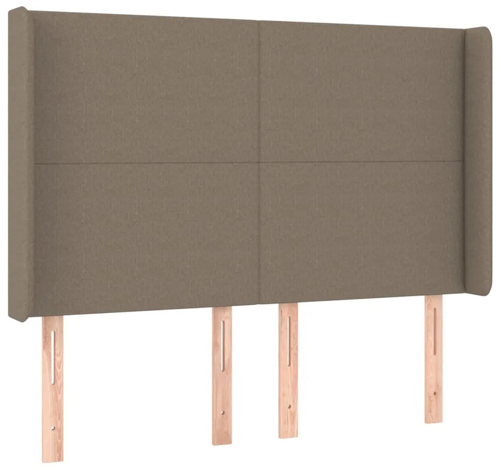 Cabeceira cama c/ LED tecido 147x16x118/128cm cinza-acastanhado