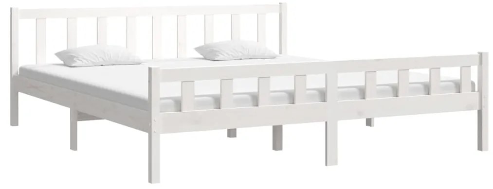 Estrutura de cama 160x200 cm madeira maciça branco