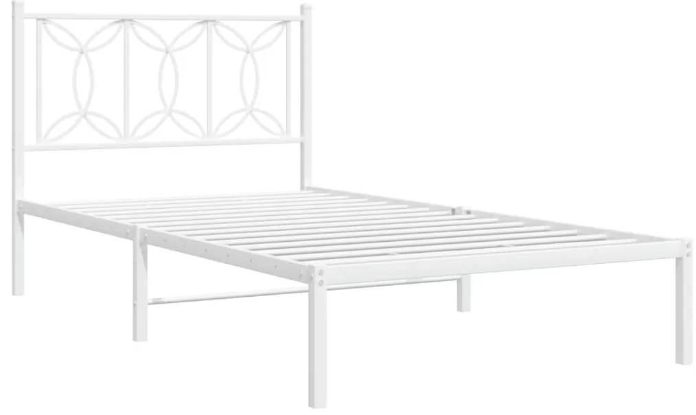 Estrutura de cama com cabeceira 100x190 cm metal branco