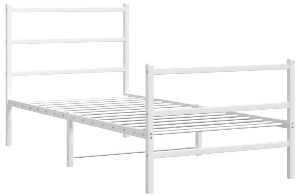 Estrutura de cama com cabeceira e pés 90x200 cm metal branco