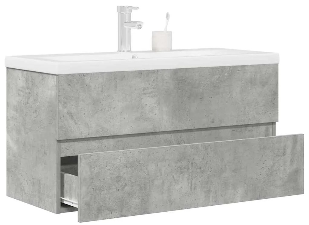 vidaXL 2 pcs conj. móveis casa banho derivados madeira cinza cimento