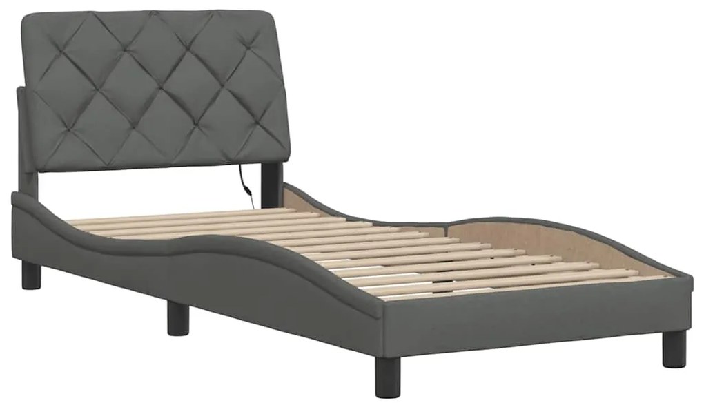 Estrutura de cama com LED sem colchão 90x200 cm tecido