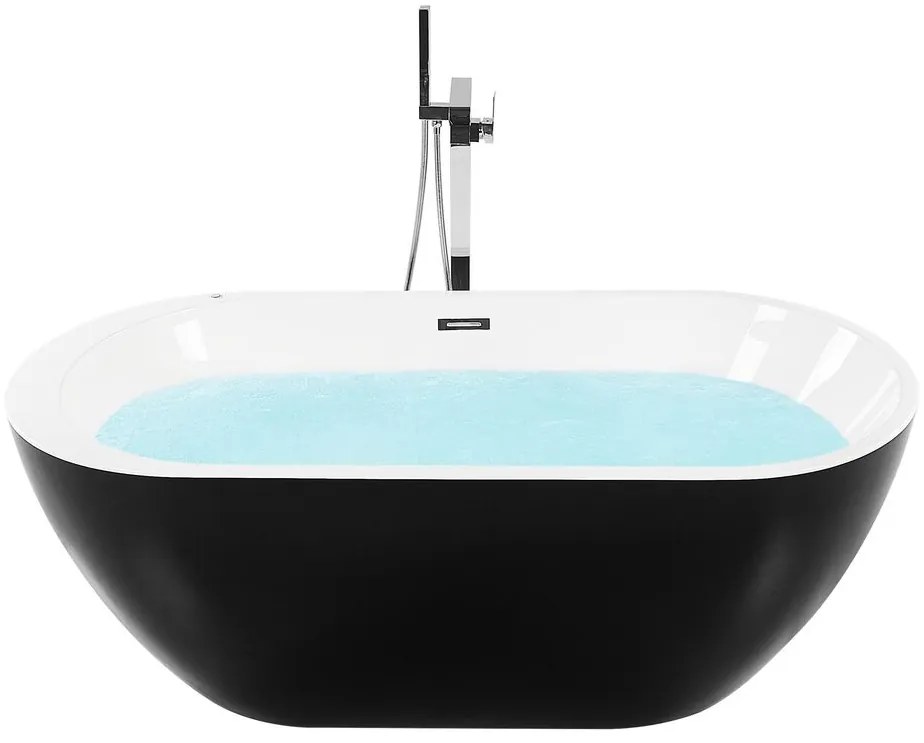 Banheira autónoma de hidromassagem em acrílico preto com LED 170 x 80 cm NEVIS III Beliani