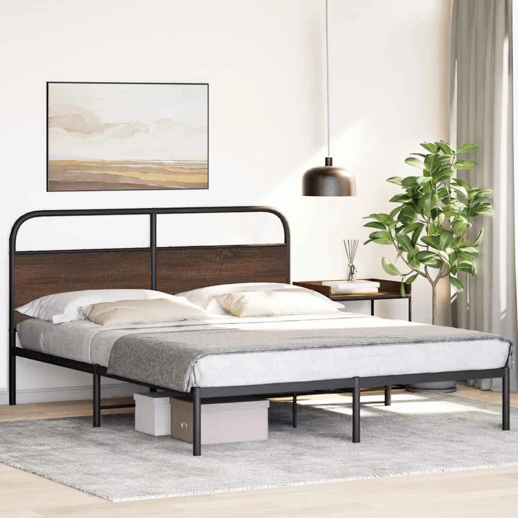 Estrutura cama s/ colchão derivados madeira carvalho castanho
